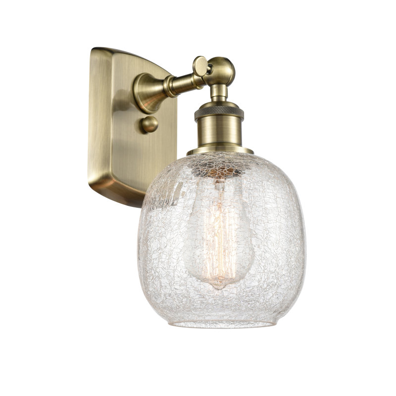 Whelan 1 - Light Dimmable Armed Sconce, Clear Crackle, Polished Nickel, Incandescent
