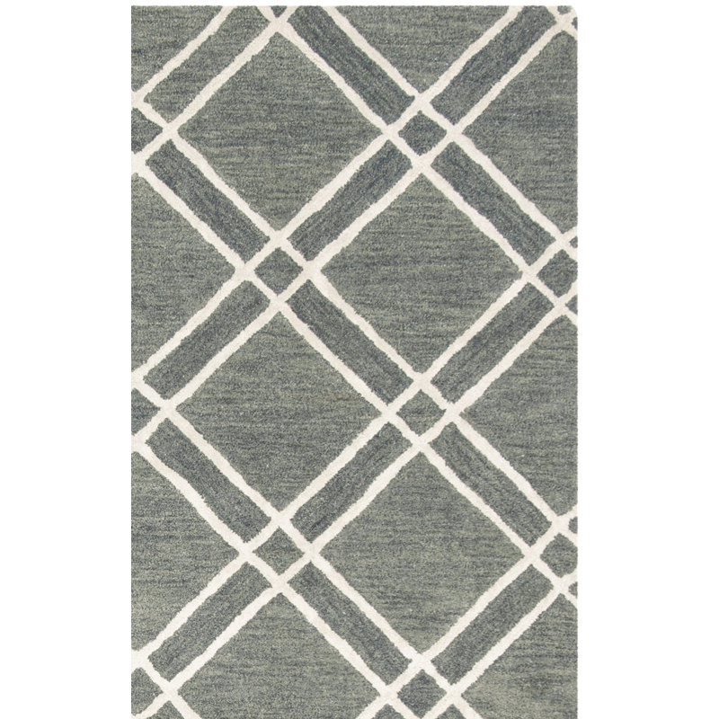 Tapis gris foncé en laine touffeté à la main Milroy, Rectangle de 2 pi x 3 pi