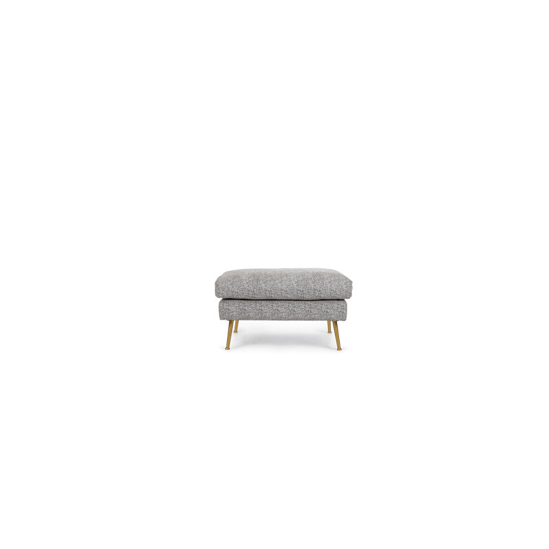 Grey Textured Weave Ottoman with Gold Legs