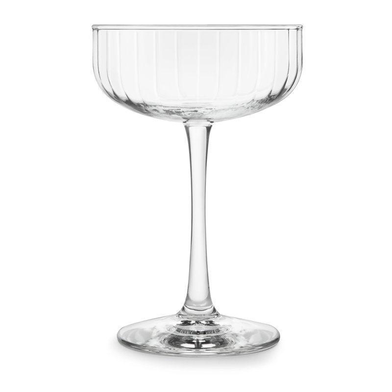 Libbey Paneled Clear Glass Coupe Cocktail Glasses, Set of 4