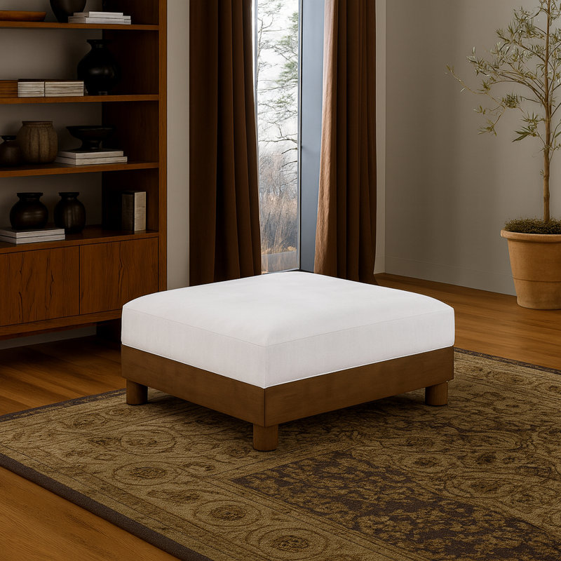 Repose-pieds modulaire en tissu Turin Chenille, Tissu chenille crème, Brun