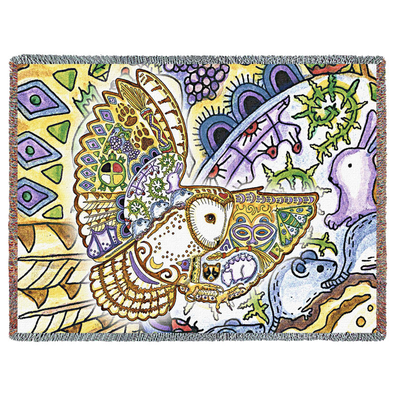 Pure Country Weavers Barn Owl Blanket - Animal Spirits Totem by Sue Coccia - Gift Tapestry Throw Woven from Cotton - Made in the USA (72x54)