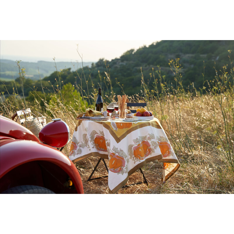 Pumpkin Tablecloth in Orange & Mustard, 90" L x 90" W, Yellow