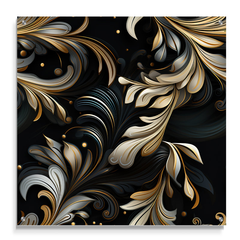 Aurore noire élégante - décoration murale abstraite en acrylique Aurore, H 16 po x l 16 po