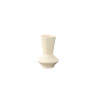 Vase rond en céramique à finition lustrée crème - H 7,25 po