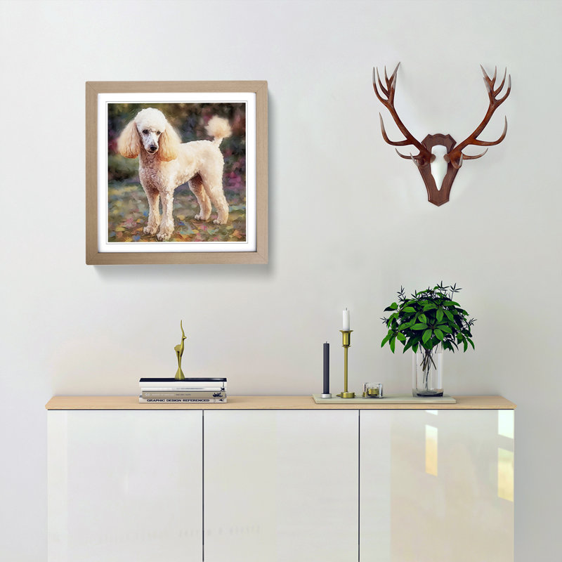 Poodle Post-Impressionism - Framed Print, Oak