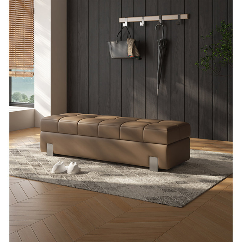 Repose-pieds moderne en cuir de silicone avec piqûres tridimensionnelles, H 15,75 po x l 70,87 po x P 19,69 po