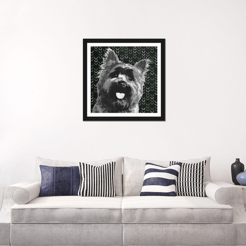 « yorkie », impression sur toile, Blanc, H 16 po x l 16 po x P 1 po, Papier d'art encadré noir