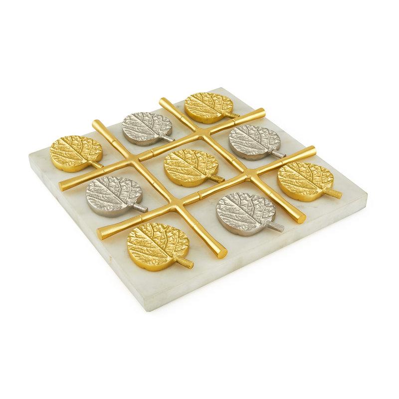 Metallic Leaf And Marble Tic Tac Toe Set