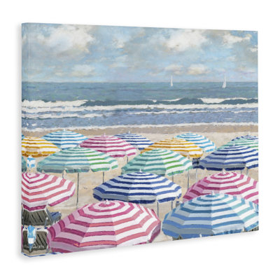 Shore with Bright Umbrellas Canvas, design by Amber Sterling