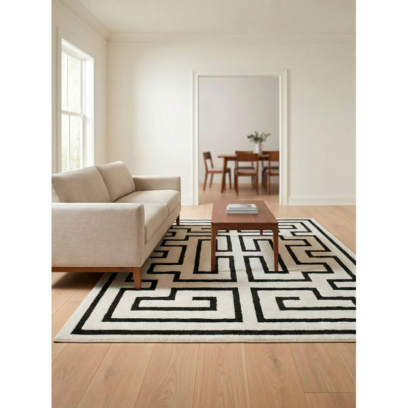 Tapis tissé à la machine Rachel Zoe X Livabliss The Studio, Noir / Beige, Rectangle 5 pi 3 po x 6 pi 12 po