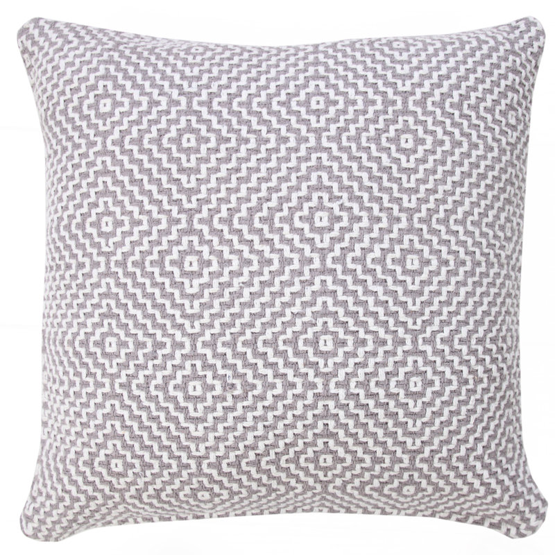 Gray and White Geometric Cotton 20" Square Throw Pillow