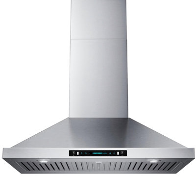 Hotte murale convertible 36 pouces 600 CFM en acier inoxydable avec DEL réglable, contrôle des mouvements