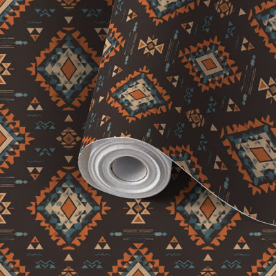 Papier peint adhésif auto-adhésif à motif géométrique tribal aztèque amovible 24 po x 118 po (60 x 300 cm)