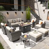 GRS Premium All-Weather Wicker 9 - Person Patio Conversation Sets with Cushions