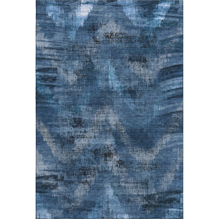 Premium Machine Washable Prisco Blue Rug
