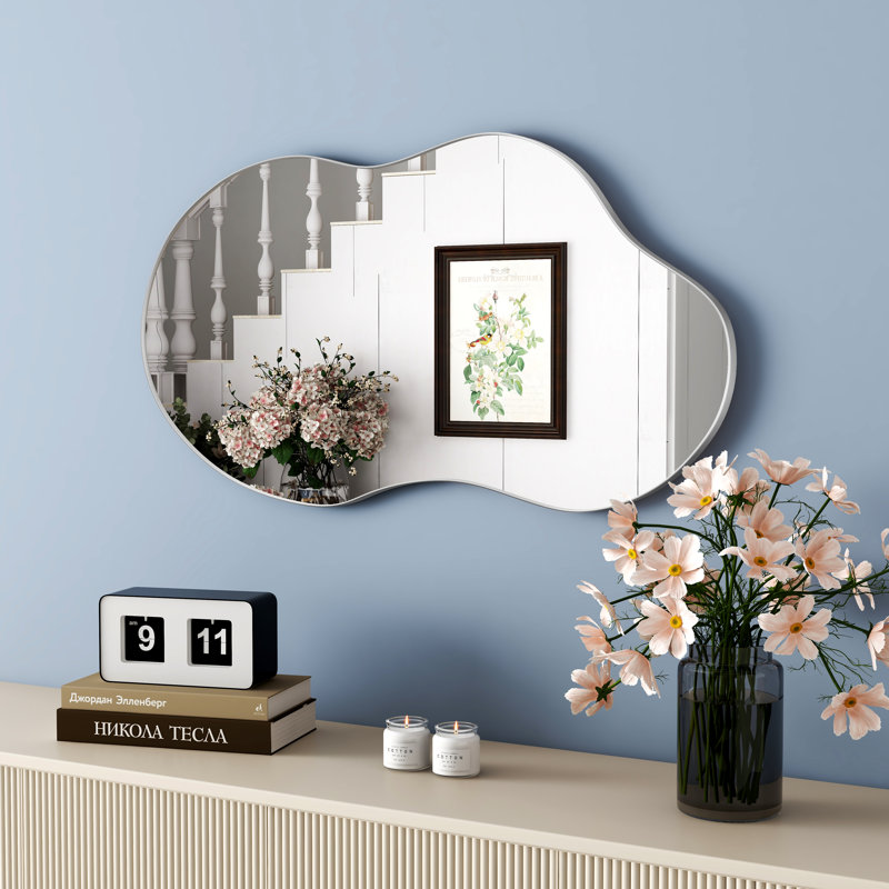Buckwalter Asymmetrical Metal Framed Wall Accent Mirror, Silver, 111cm H x 55cm W