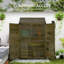 Olive Brown Wooden Garden Shed with 2 Shelves (30kg Load Each) – 103.5cm Wide x 59cm Deep Outdoor Tool Cabinet, Double Doors, Sloped Roof, 174.5cm Tall
