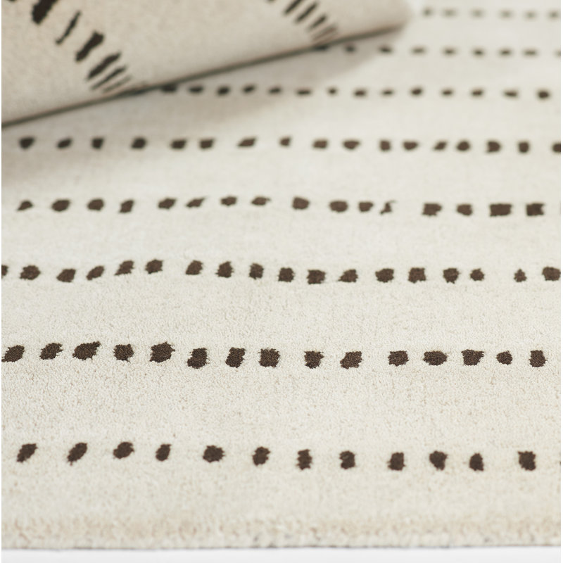 Austen Hand Tufted Wool Striped Area Rug in Beige, Rectangle 9' x 12'