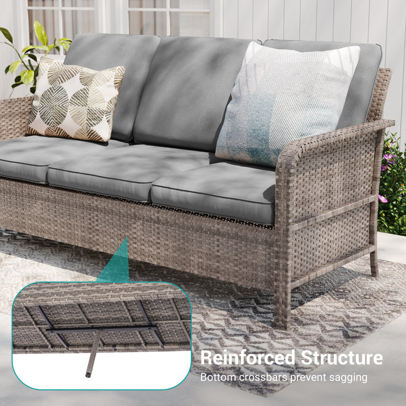 Ensemble de conversation pour patio 8 pièces avec coussin, Gris