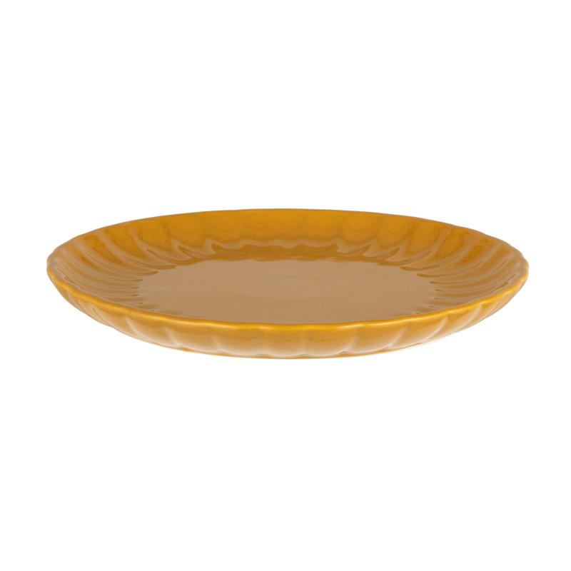 Assiette creuse ronde en grès avec glacis réactif, Yellow