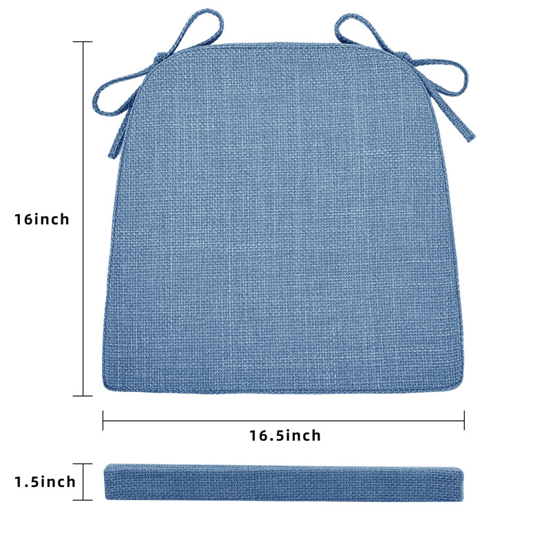 Indoor 1.5'' Dining Chair Chair Pad, Blue Polyester Blend