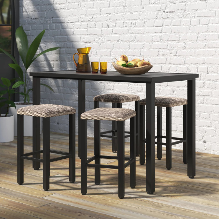 Alyne 4 - Person Metal Patio Dining Set with Rectangular Table