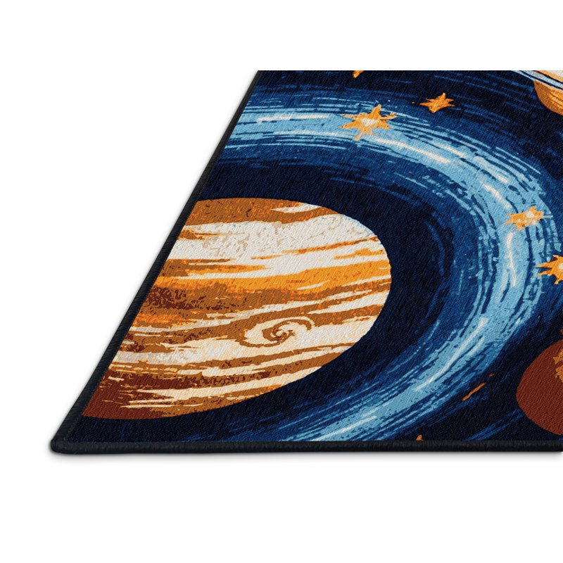 Machine Washable Space Gray Area Rug, Rectangle 7' x 9'