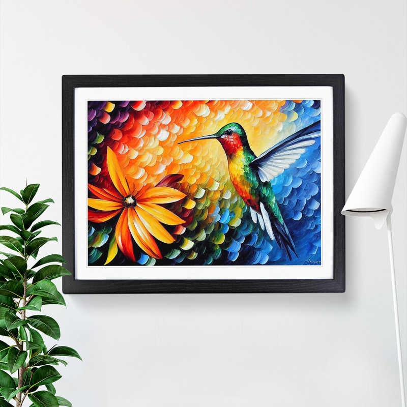Hummingbird Vol.2 Abstract - Single Picture Frame Print, Black Framed, 34cm H x 46cm W x 2cm D