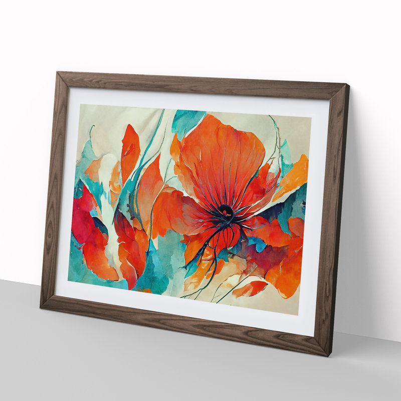Flowers - Framed Print, 25cm H x 34cm W, Walnut Framed