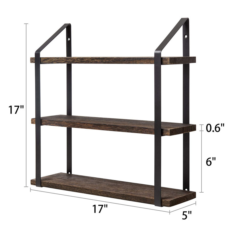 Tablettes murales flottantes à 3 niveaux, H 17 po x l 17 po x P 5 po