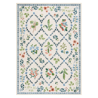EVERWASH Haven Floral Trellis Machine Washable Area Rug with AirFlo Technology, Ivory, 8'x10'