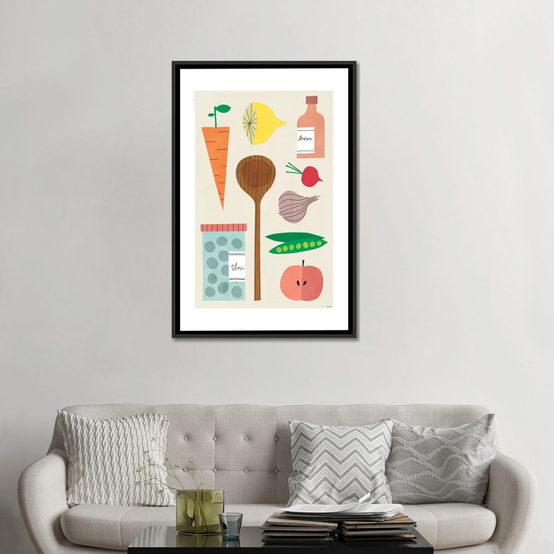 « cuisine décor© cor », impression sur toile, H 26 po x l 18 po x P 1,5 po, Toile avec cadre noir, Pas de tapis