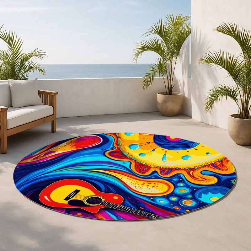 Tapis d'intérieur et d'extérieur Rainbow Reverberation, Rond 5 pi