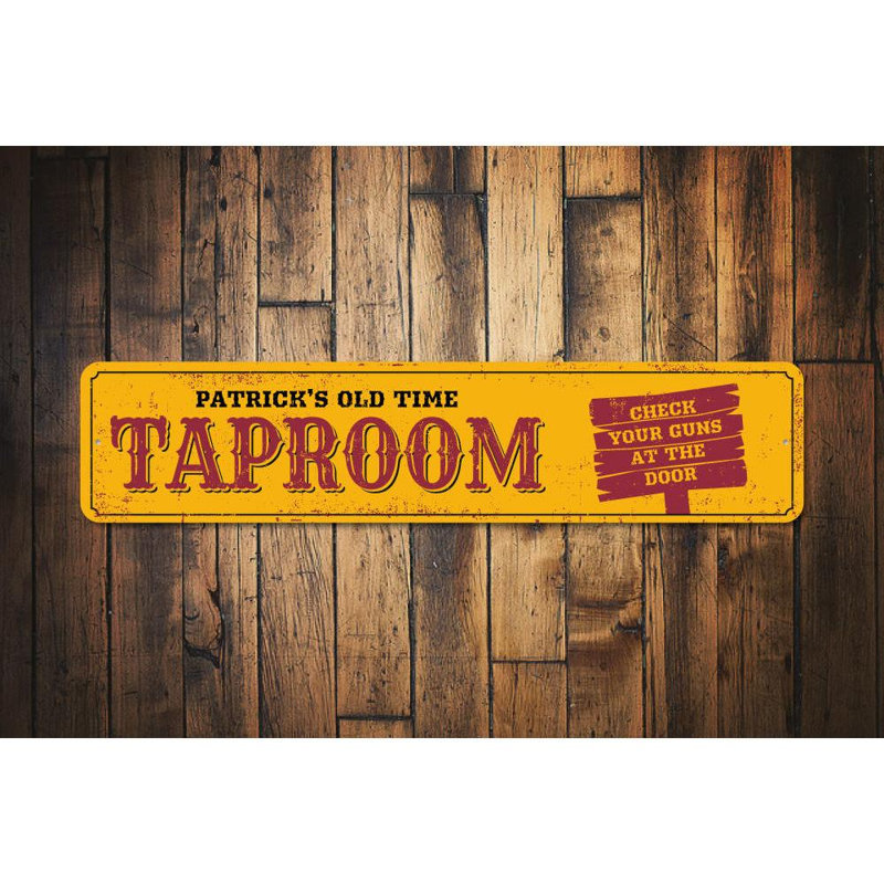 Old Taproom Metal Sign, 6" H x 24" W x 0.06" D