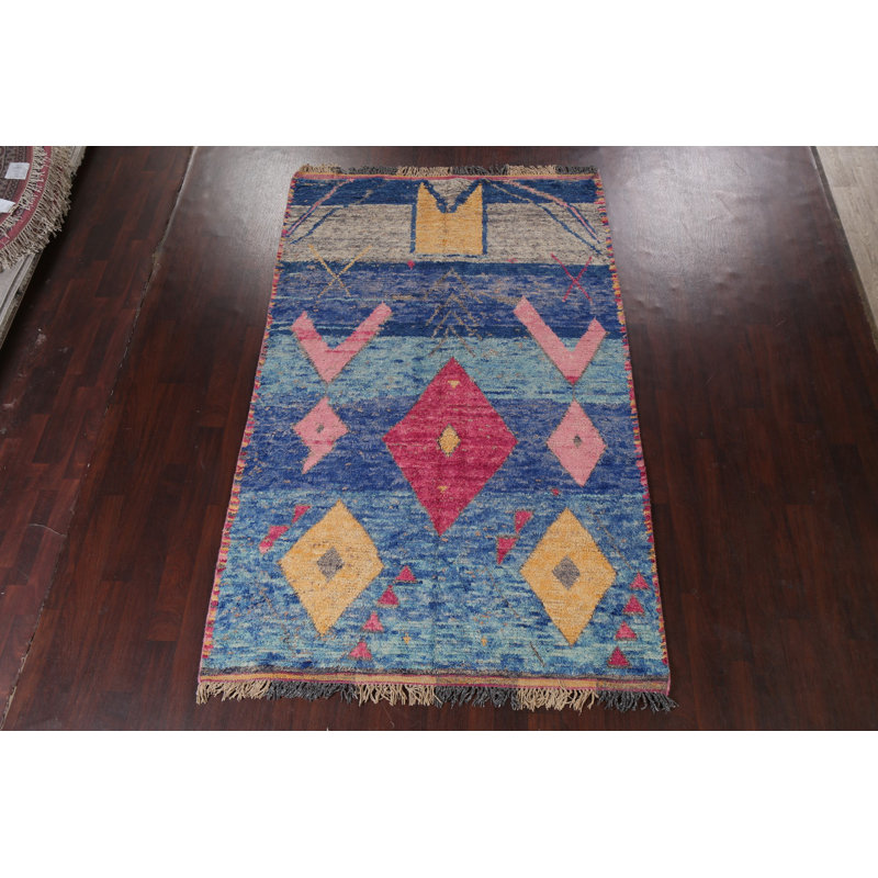 Tapis tribal marocain noué à la main 5 pi 11 po x 9 pi 6 po