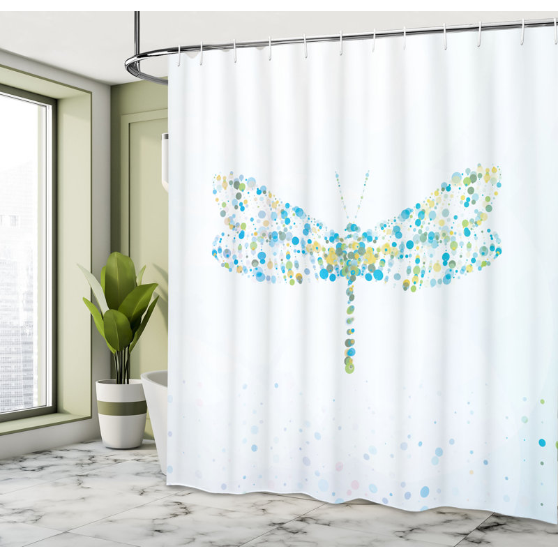 Gansett Dragonfly with Dots Single Shower Curtain, 75" H x 69" W