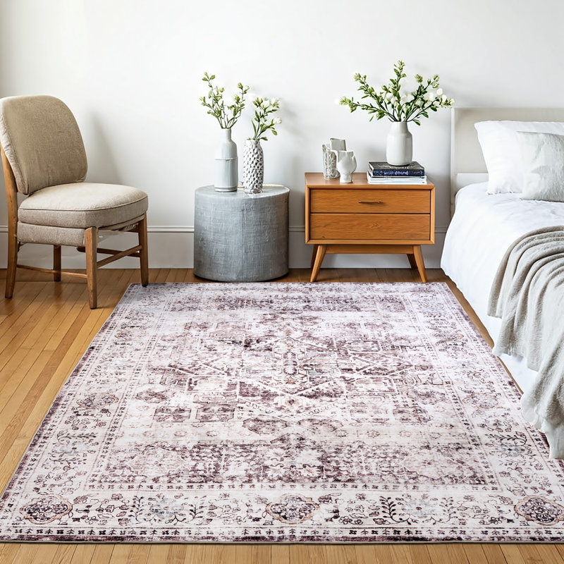 Delara Brown/Neutral Machine Washable Area Rug – Non-Slip, Stain Resistant, GRS Certified, for Bedroom, Living & Dining