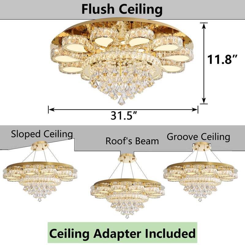 Lustre en cristal Glam, Doré