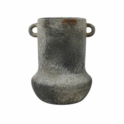 Cole and Ceramic Antique Style Textured Decorative Vase with Yellow Shadings