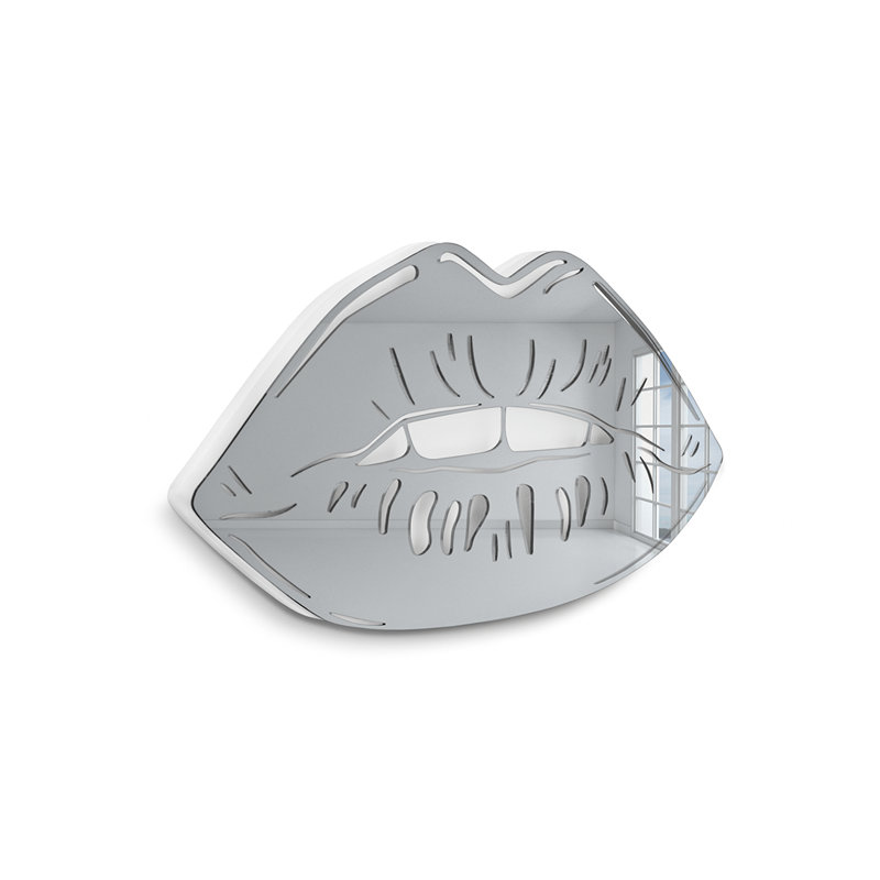 Décoration murale miroir Cool Lips Silhouette, H 9,9 po x l 18,9 po x P 1 po, Argent
