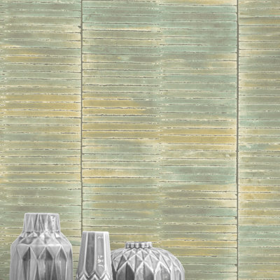 Rouleau de papier peint métallique/en bambou 33 pi x 20,5 po dynasty bambou Erica