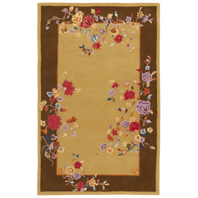Metro 729 Hand Tufted Wool; Cotton Floral Rug in Gold/Brown