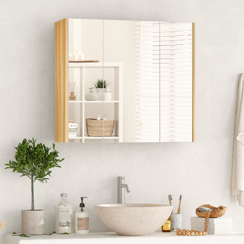 Armoire de salle de bain murale Luisita, Blanc / Brun