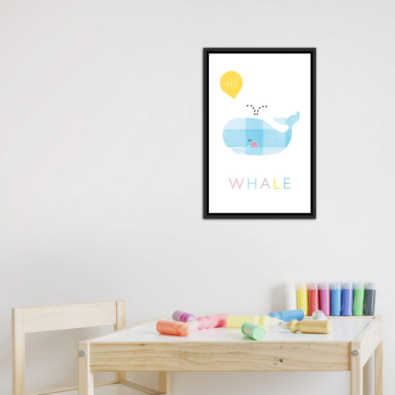 «W Is for Whale» - impression, Pas de tapis, H 26 po x l 18 po x 1,5 po, Toile avec cadre noir patiné