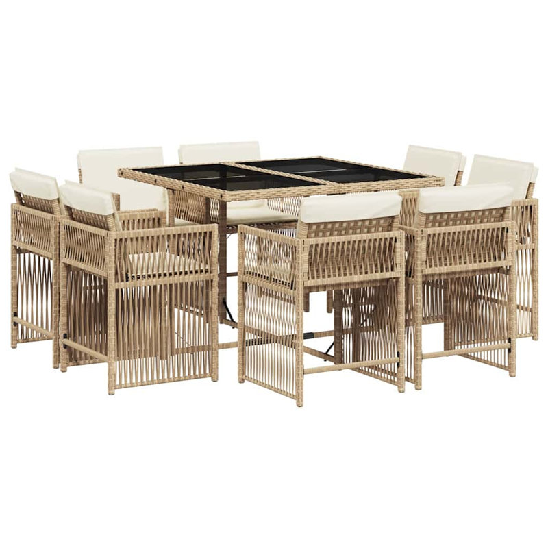 Patio Dining Set with, Cream White, 73cm H x 110cm W x 106cm D, Beige
