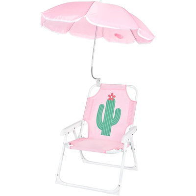 Kids Beach Chair With Umbrella, Folding Lawn And Camping Chair With Summer Shade For Toddlers (ages 1‑5), Portable Outdoor Seat For Pool, Travel, Camping