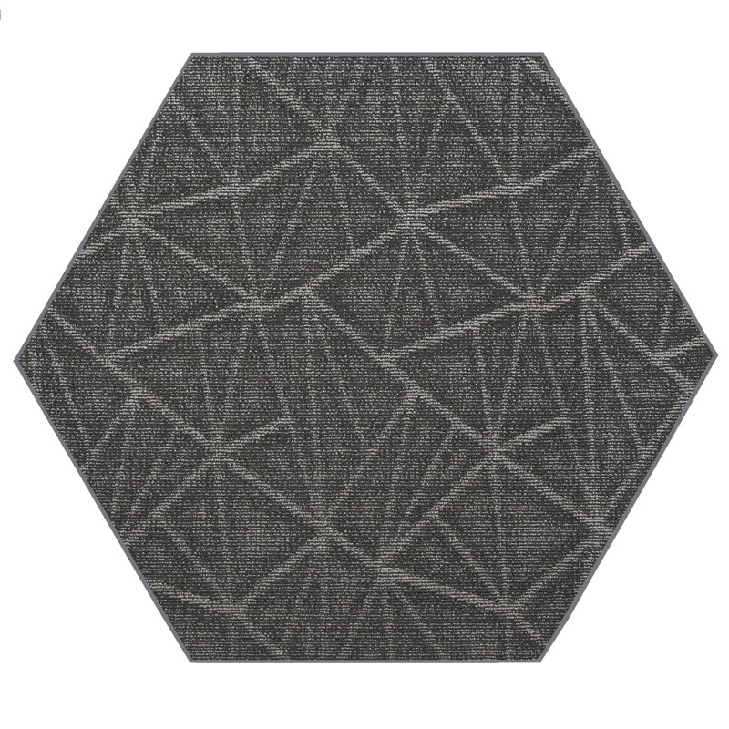 Tapis raffiné à motif raffiné gris, Hexagonal 6 pi