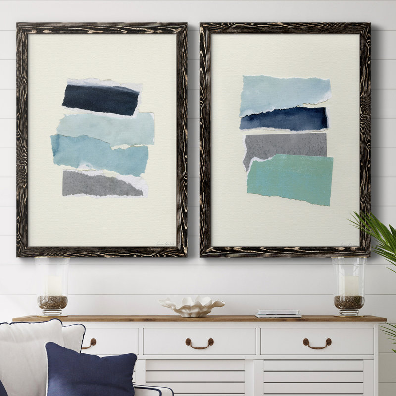 «Seaside Color Study III», ensemble de reproductions d'art sur toiles encadrées, Toile avec cadre noir