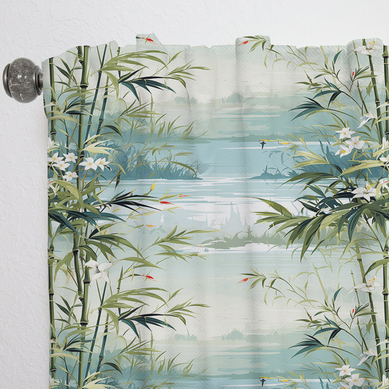 Tropical Zen Bamboo - Floral Curtain - Velvet Room Darkening - 1 panel, 52" W x 120" L
